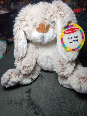 Melissa & Doug Burrow Bunny Plush - Cream & Tan NWT Soft